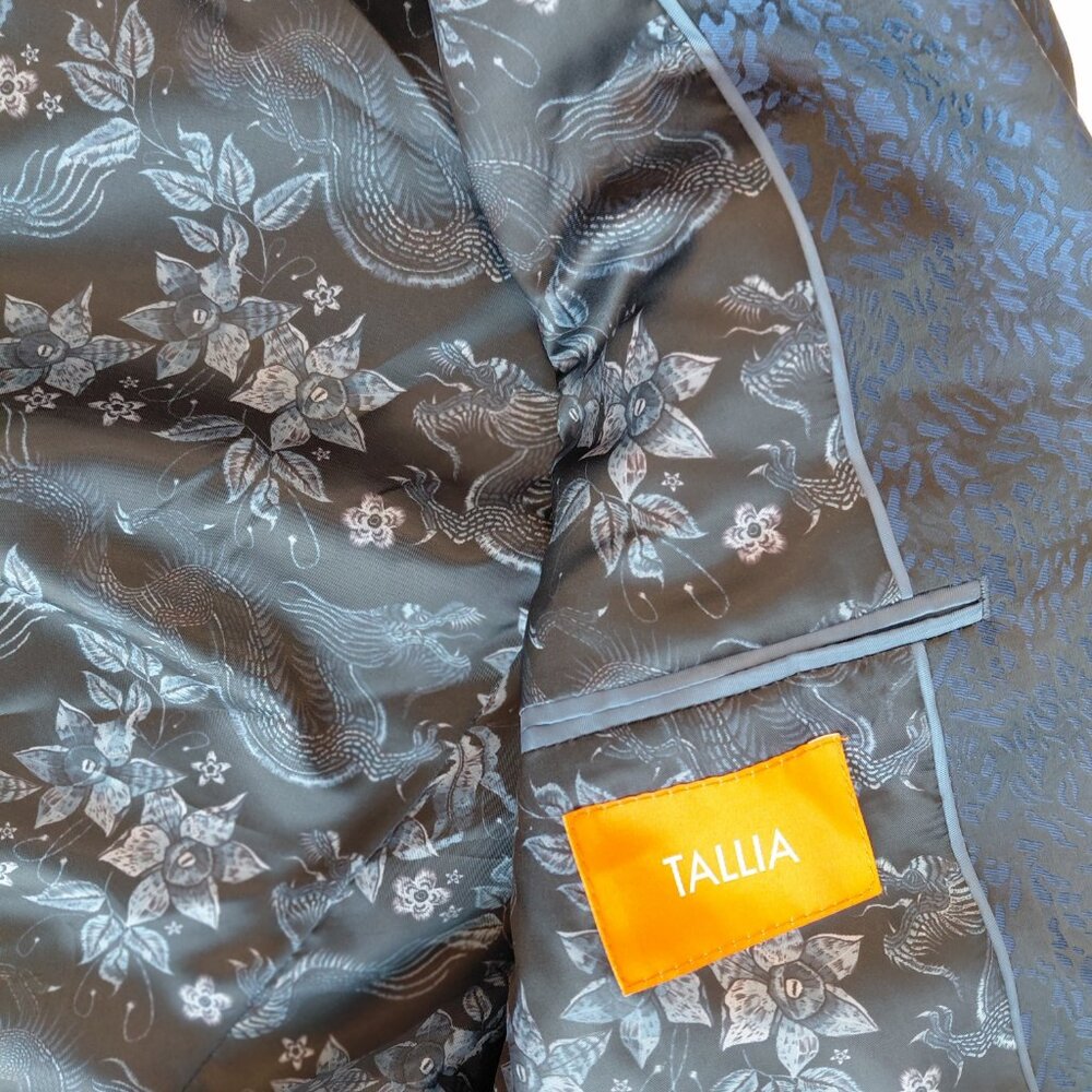 Tallia Slim Fit Leopard Jacquard Blazer Iridescent Dragon Lining Statement Party - Picture 14 of 14